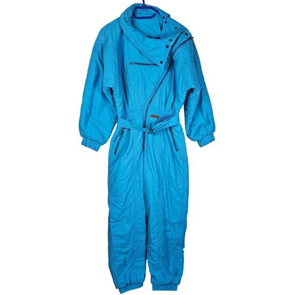 VTG 70s Penney Track & Court Ski Jumpsuit US Small Turquoise Made in Italy Rare - Picture 1 of 14